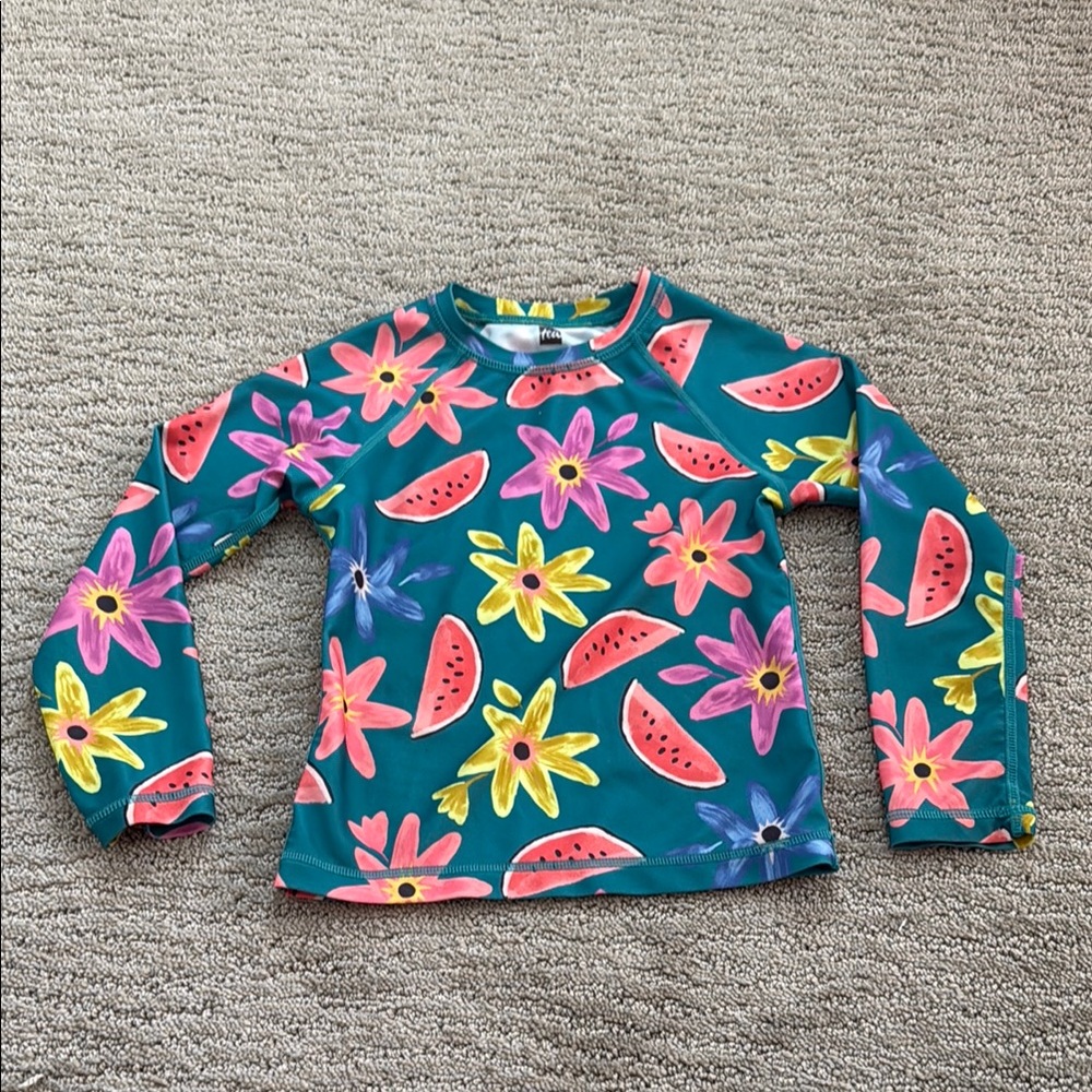 Tea Collection Pink and Yellow Rashguard Swim Shirt